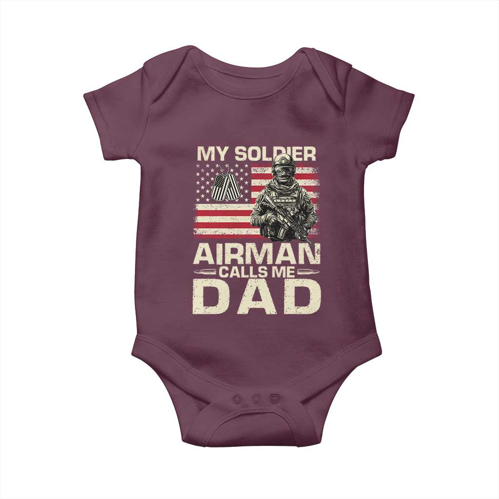 Proud Air Force Dad Baby Onesie My Soldier Airman Calls Me Dad US Flag - Wonder Print Shop