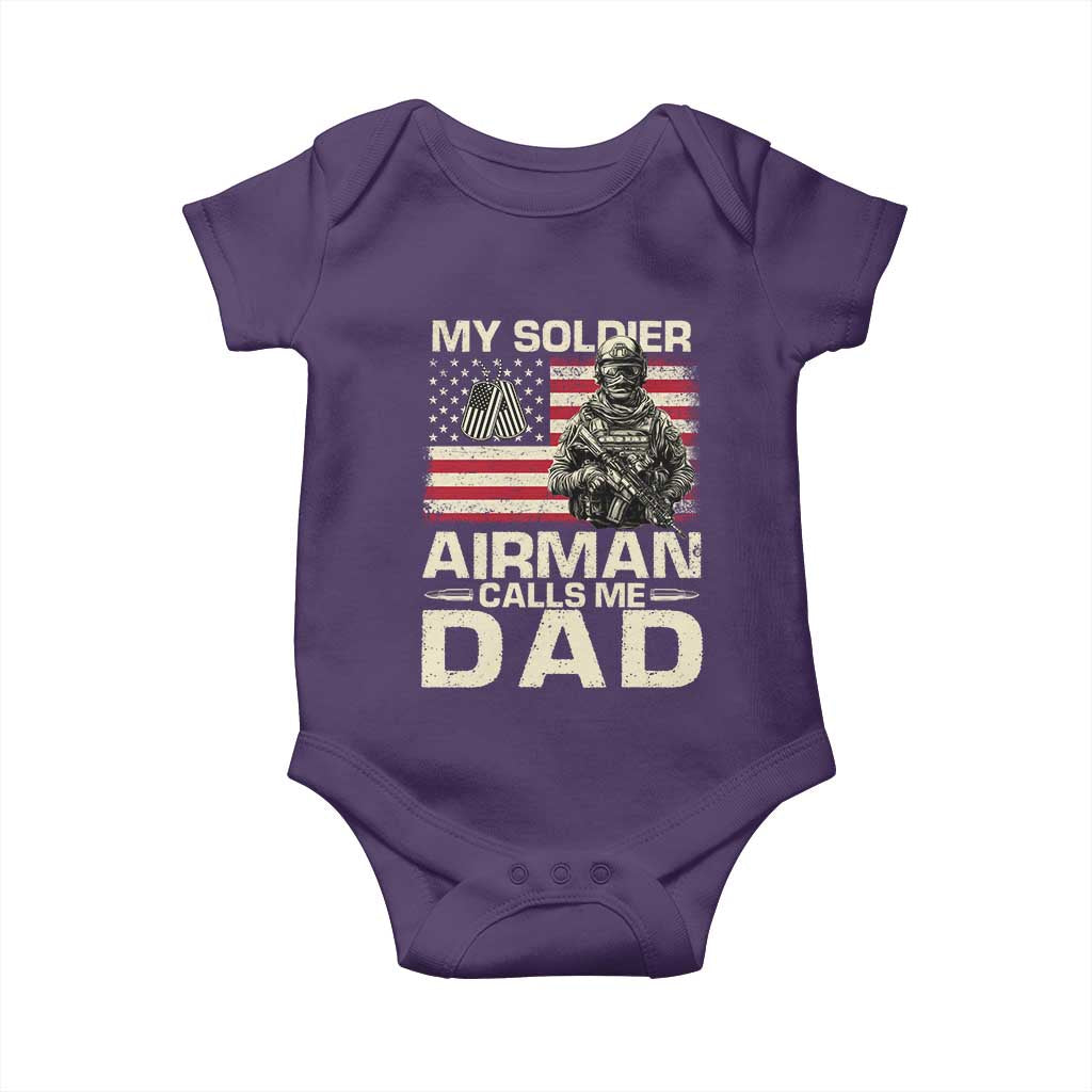 Proud Air Force Dad Baby Onesie My Soldier Airman Calls Me Dad US Flag - Wonder Print Shop