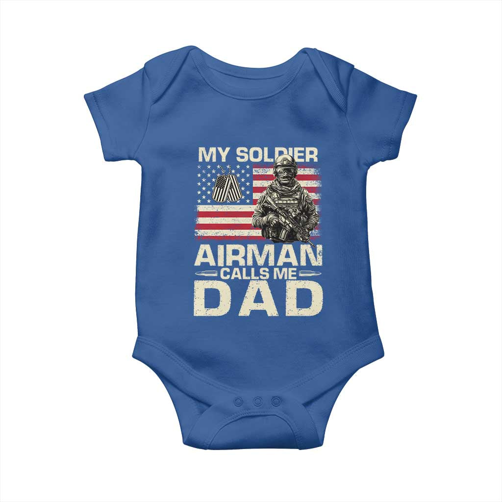 Proud Air Force Dad Baby Onesie My Soldier Airman Calls Me Dad US Flag - Wonder Print Shop