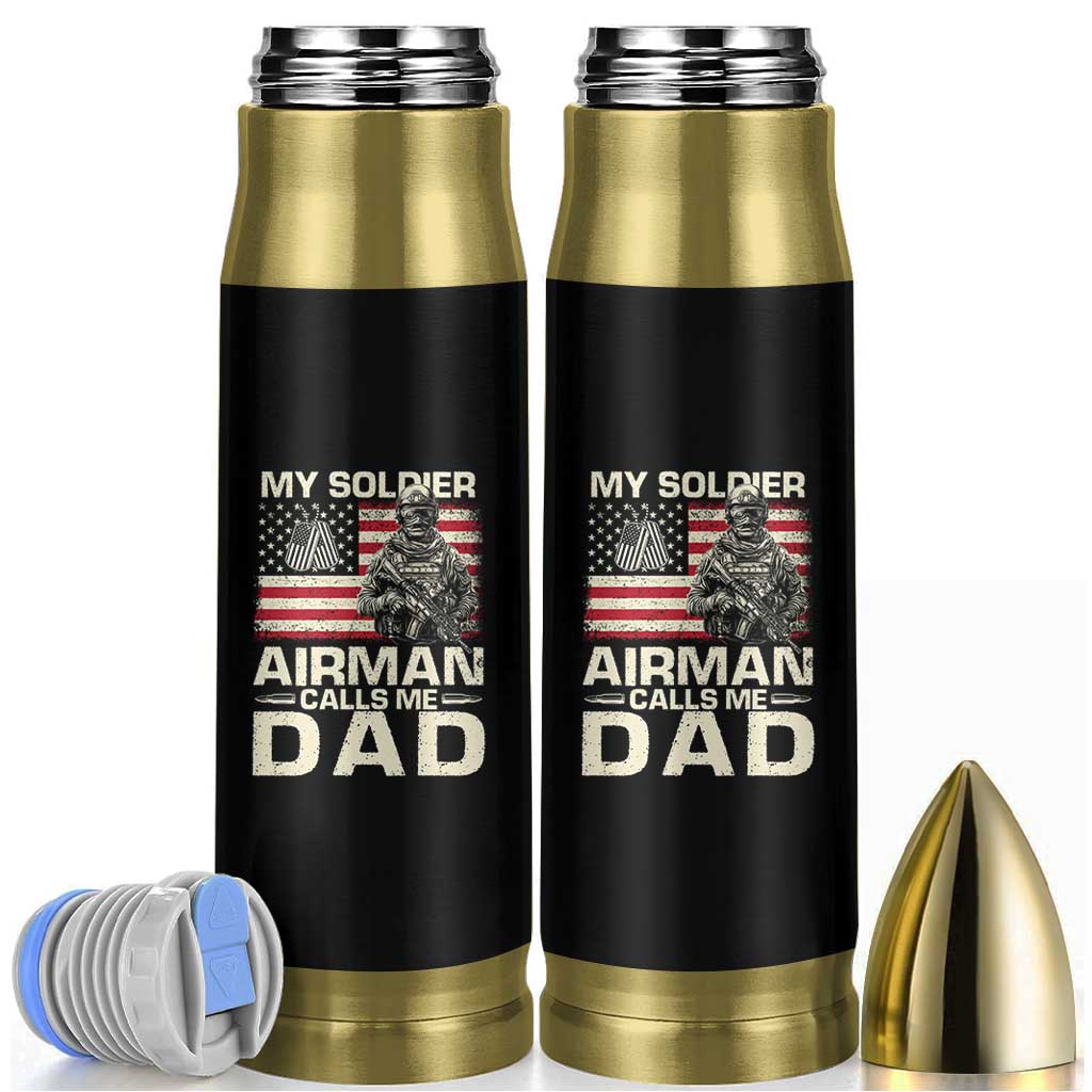 Proud Air Force Dad Bullet Tumbler My Soldier Airman Calls Me Dad US Flag - Wonder Print Shop