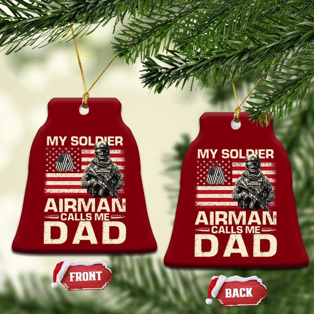 Proud Air Force Dad Ceramic Ornament My Soldier Airman Calls Me Dad US Flag - Wonder Print Shop