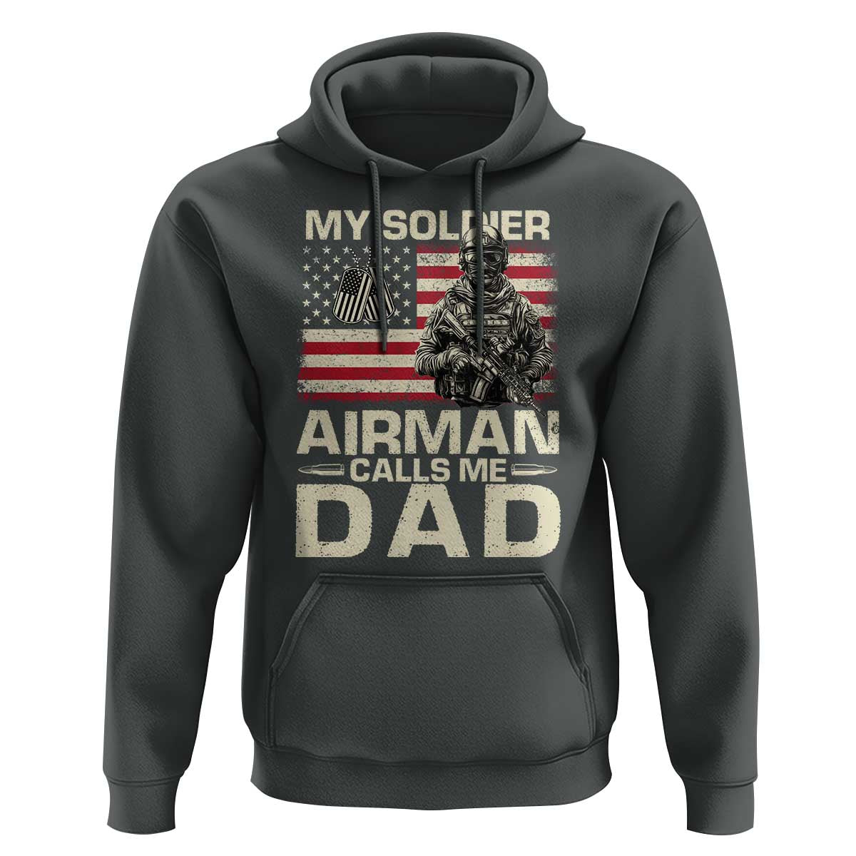 Proud Air Force Dad Hoodie My Soldier Airman Calls Me Dad US Flag - Wonder Print Shop