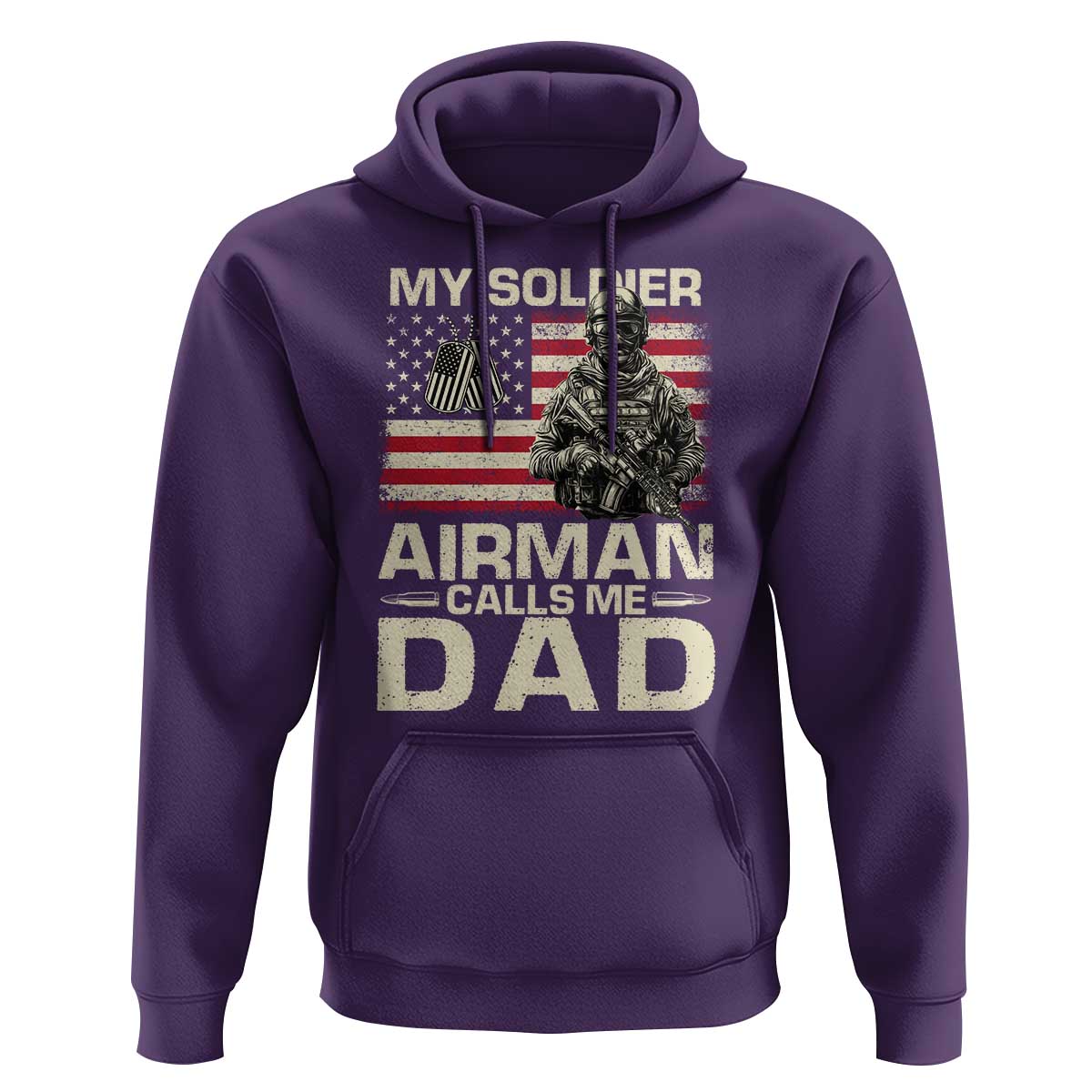 Proud Air Force Dad Hoodie My Soldier Airman Calls Me Dad US Flag - Wonder Print Shop