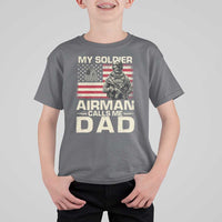 Proud Air Force Dad T Shirt For Kid My Soldier Airman Calls Me Dad US Flag - Wonder Print Shop