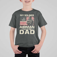 Proud Air Force Dad T Shirt For Kid My Soldier Airman Calls Me Dad US Flag - Wonder Print Shop