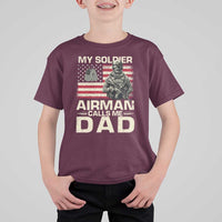 Proud Air Force Dad T Shirt For Kid My Soldier Airman Calls Me Dad US Flag - Wonder Print Shop
