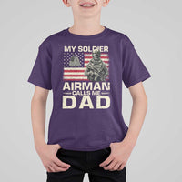 Proud Air Force Dad T Shirt For Kid My Soldier Airman Calls Me Dad US Flag - Wonder Print Shop