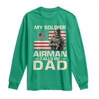 Proud Air Force Dad Long Sleeve Shirt My Soldier Airman Calls Me Dad US Flag - Wonder Print Shop