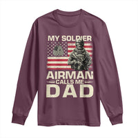 Proud Air Force Dad Long Sleeve Shirt My Soldier Airman Calls Me Dad US Flag - Wonder Print Shop