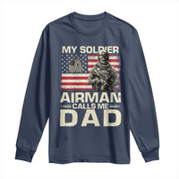 Proud Air Force Dad Long Sleeve Shirt My Soldier Airman Calls Me Dad US Flag - Wonder Print Shop