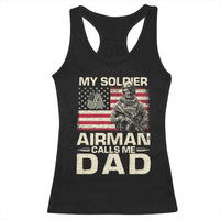 Proud Air Force Dad Racerback Tank Top My Soldier Airman Calls Me Dad US Flag - Wonder Print Shop