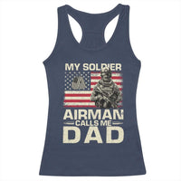 Proud Air Force Dad Racerback Tank Top My Soldier Airman Calls Me Dad US Flag - Wonder Print Shop