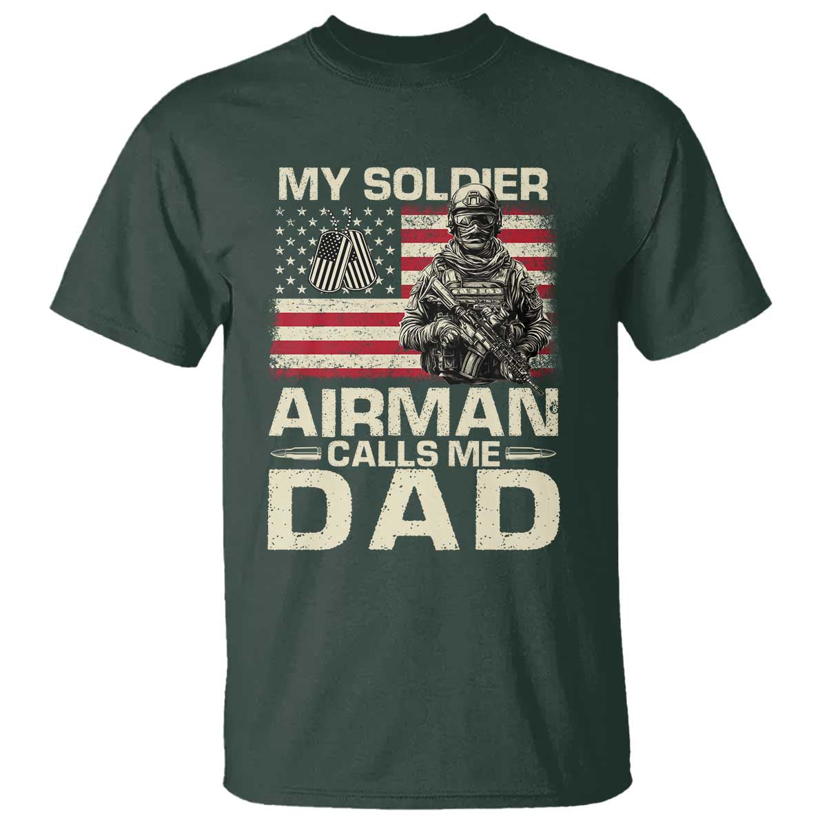 Proud Air Force Dad T Shirt My Soldier Airman Calls Me Dad US Flag - Wonder Print Shop