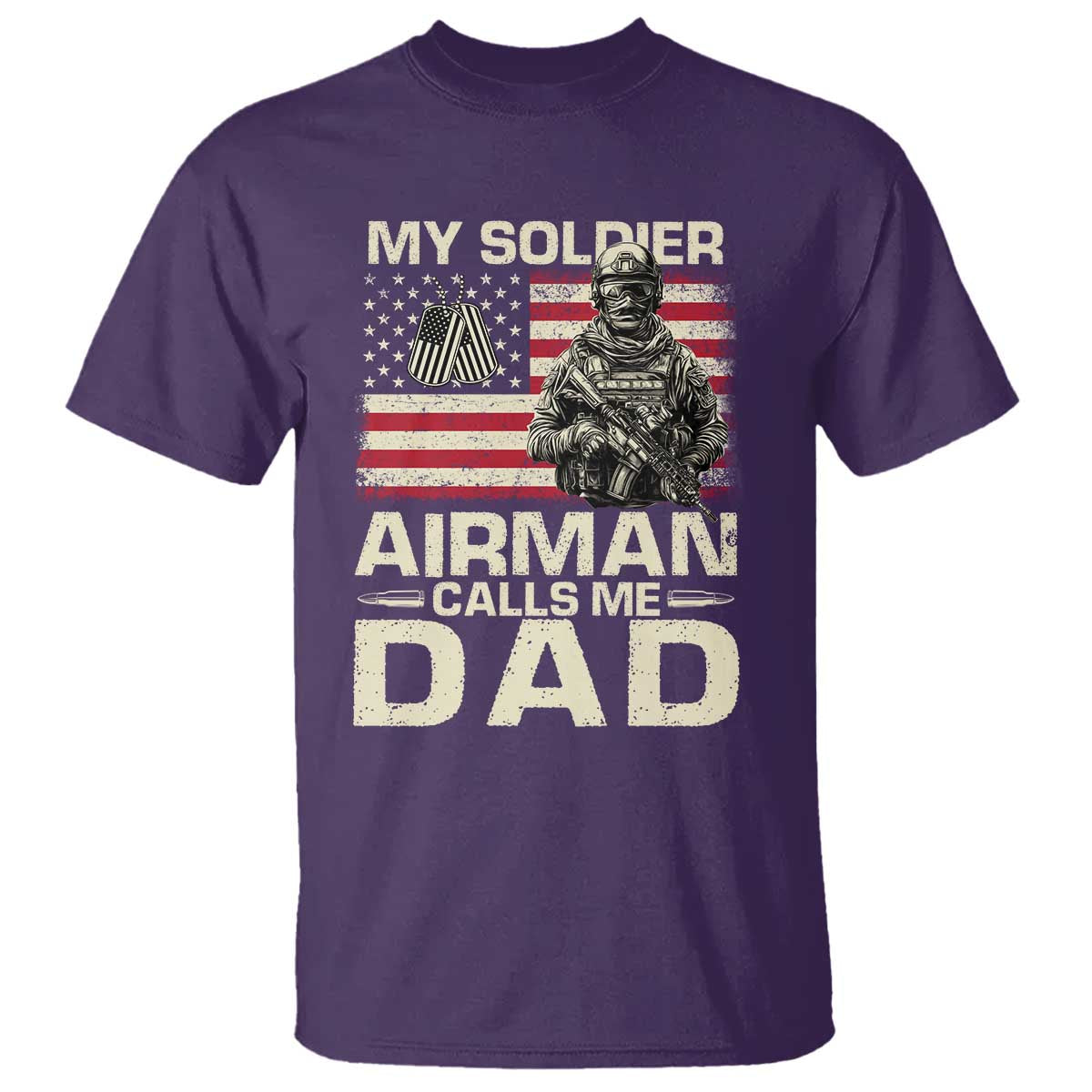 Proud Air Force Dad T Shirt My Soldier Airman Calls Me Dad US Flag - Wonder Print Shop