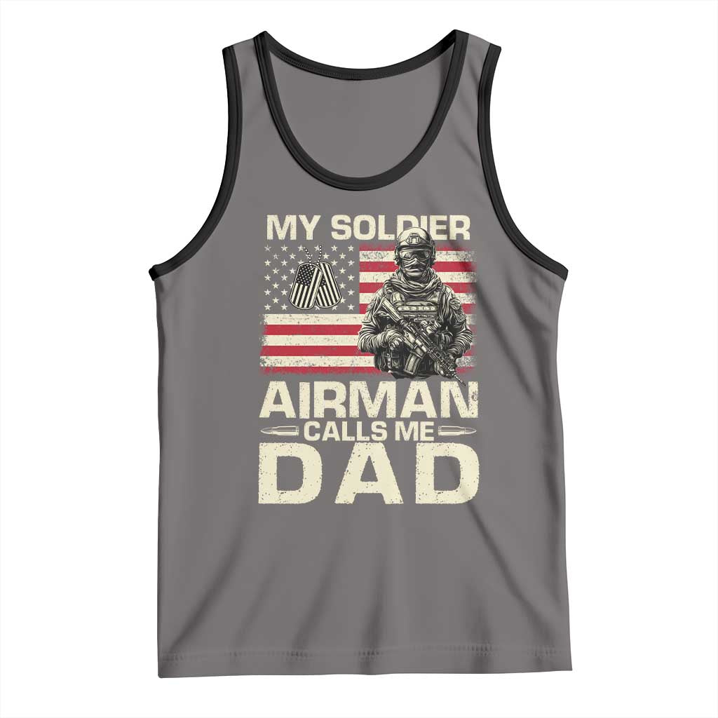 Proud Air Force Dad Tank Top My Soldier Airman Calls Me Dad US Flag - Wonder Print Shop