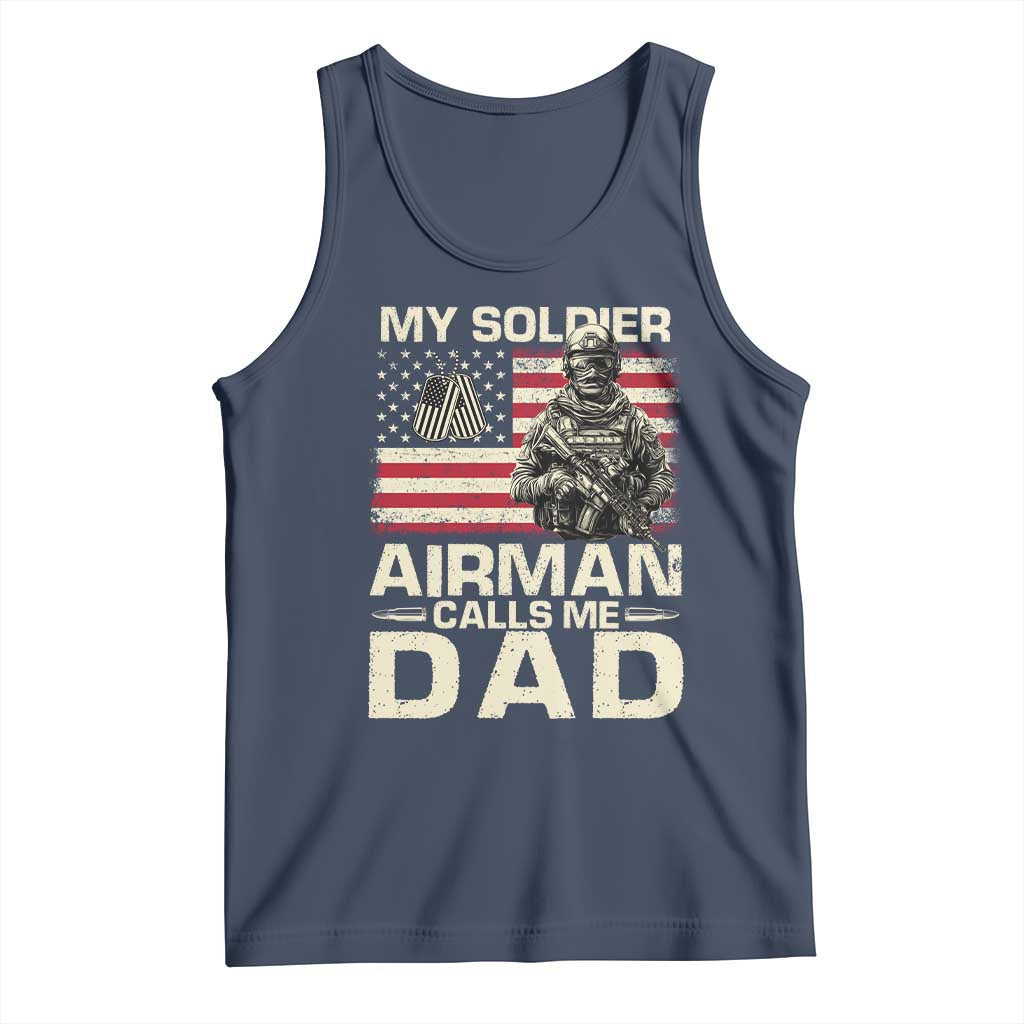 Proud Air Force Dad Tank Top My Soldier Airman Calls Me Dad US Flag - Wonder Print Shop
