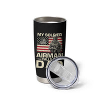 Proud Air Force Dad Tumbler Cup My Soldier Airman Calls Me Dad US Flag - Wonder Print Shop