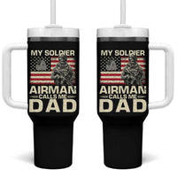 Proud Air Force Dad Tumbler With Handle My Soldier Airman Calls Me Dad US Flag - Wonder Print Shop