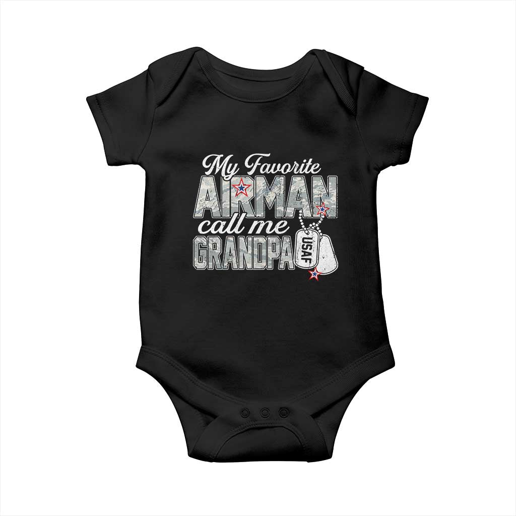 Proud Air Force Family Baby Onesie My Favorite Airman Calls Me Grandpa - Wonder Print Shop