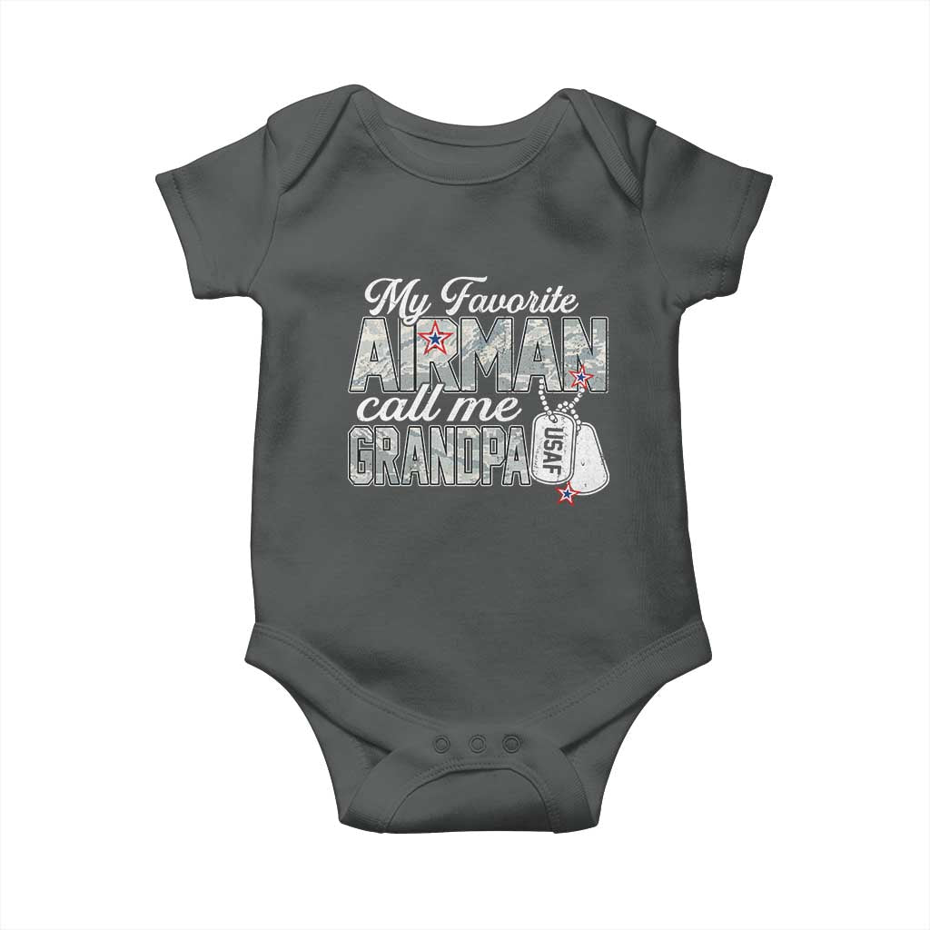 Proud Air Force Family Baby Onesie My Favorite Airman Calls Me Grandpa - Wonder Print Shop