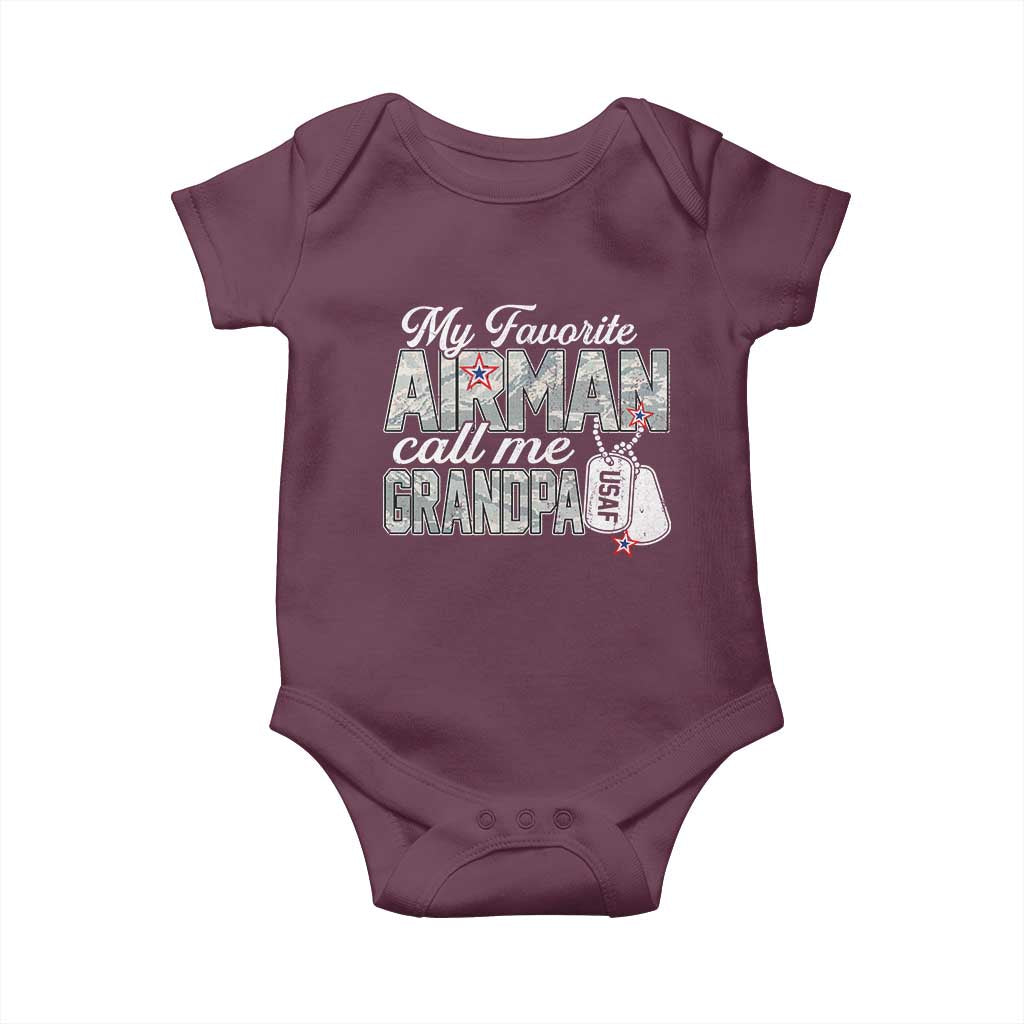 Proud Air Force Family Baby Onesie My Favorite Airman Calls Me Grandpa - Wonder Print Shop