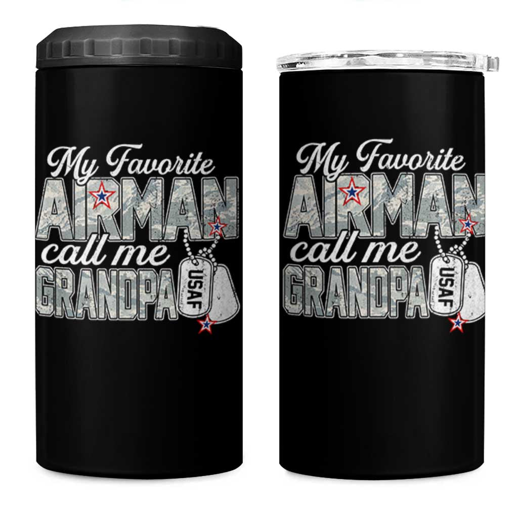 Proud Air Force Family 4 in 1 Can Cooler Tumbler My Favorite Airman Calls Me Grandpa - Wonder Print Shop