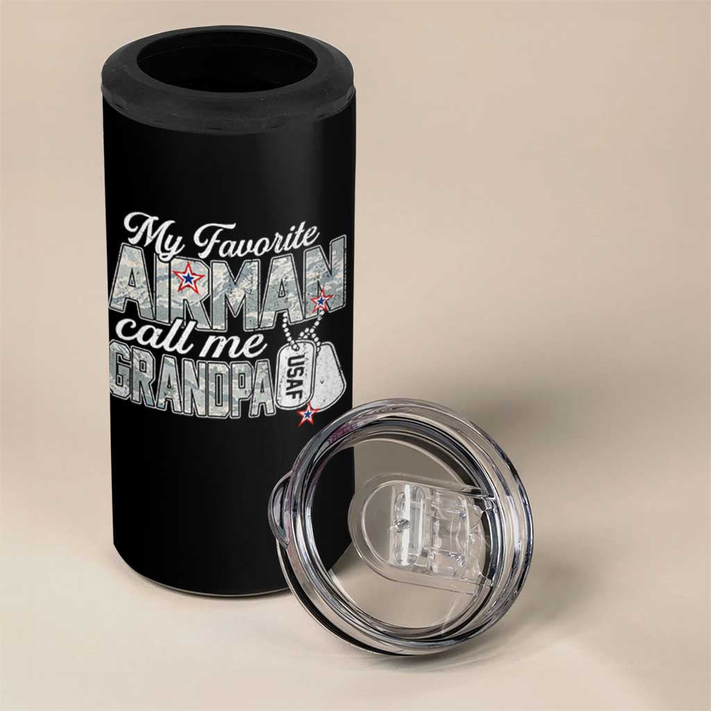 Proud Air Force Family 4 in 1 Can Cooler Tumbler My Favorite Airman Calls Me Grandpa - Wonder Print Shop
