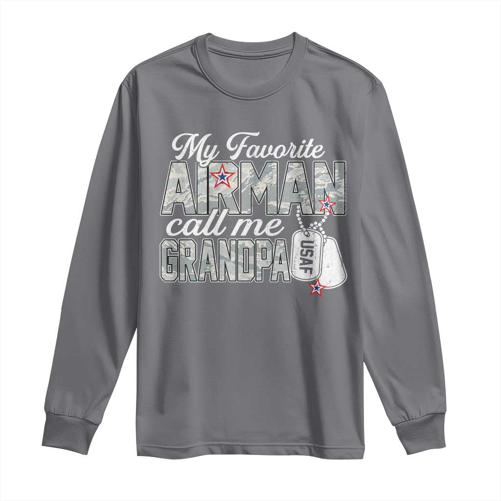 Proud Air Force Family Long Sleeve Shirt My Favorite Airman Calls Me Grandpa - Wonder Print Shop