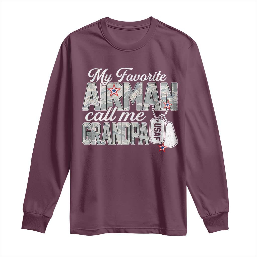 Proud Air Force Family Long Sleeve Shirt My Favorite Airman Calls Me Grandpa - Wonder Print Shop
