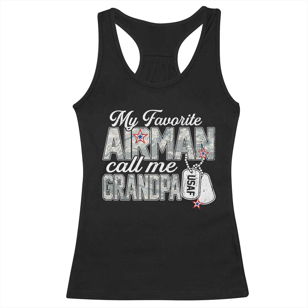 Proud Air Force Family Racerback Tank Top My Favorite Airman Calls Me Grandpa - Wonder Print Shop