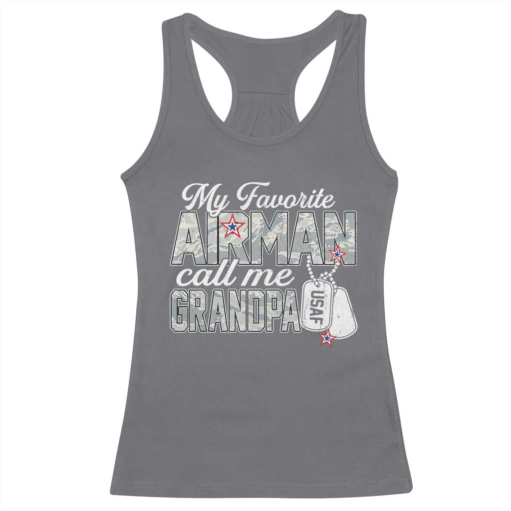Proud Air Force Family Racerback Tank Top My Favorite Airman Calls Me Grandpa - Wonder Print Shop