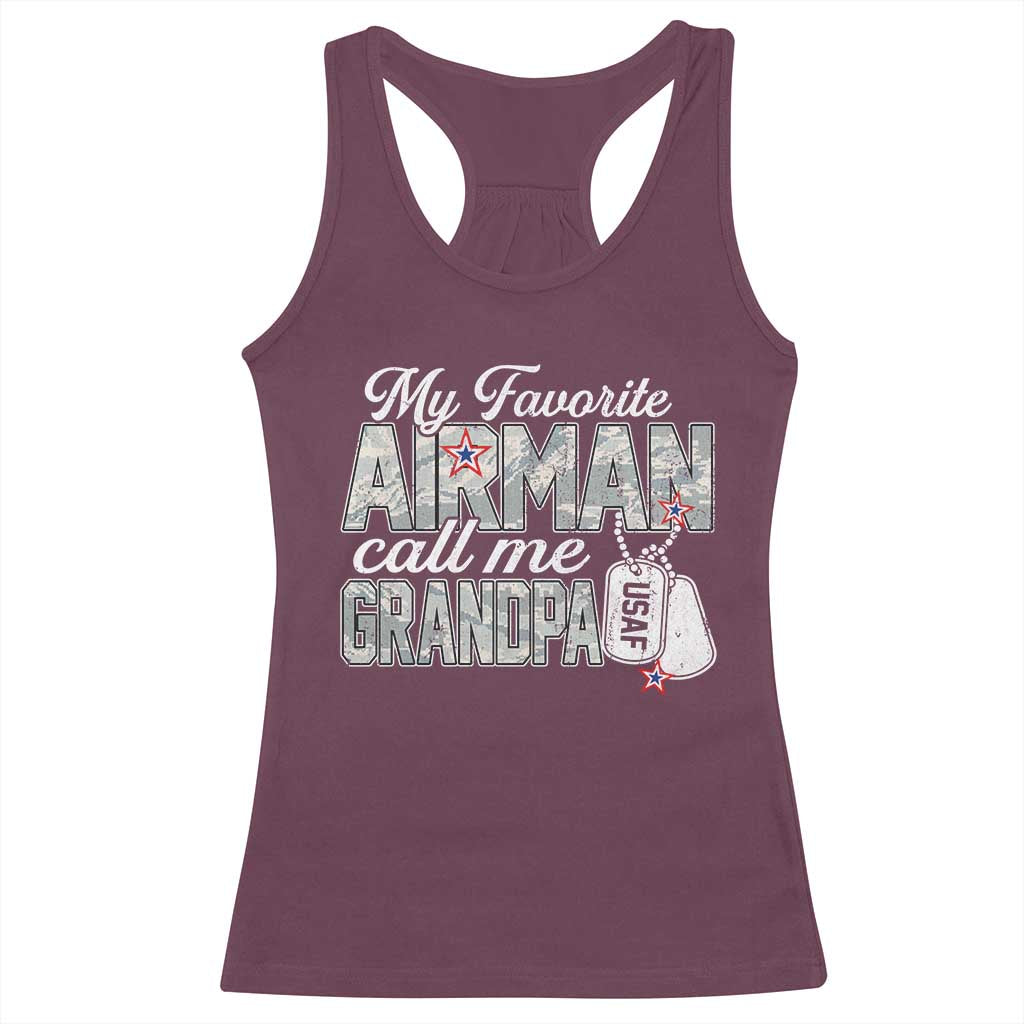 Proud Air Force Family Racerback Tank Top My Favorite Airman Calls Me Grandpa - Wonder Print Shop