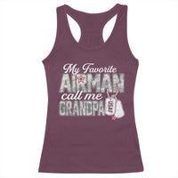 Proud Air Force Family Racerback Tank Top My Favorite Airman Calls Me Grandpa - Wonder Print Shop