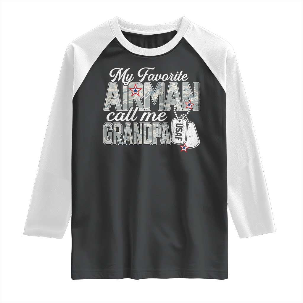 Proud Air Force Family Raglan Shirt My Favorite Airman Calls Me Grandpa - Wonder Print Shop
