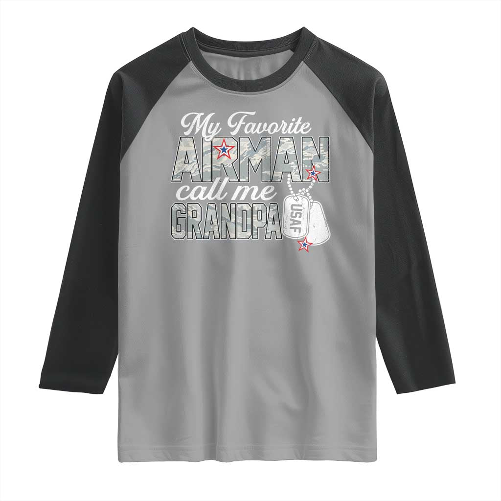 Proud Air Force Family Raglan Shirt My Favorite Airman Calls Me Grandpa - Wonder Print Shop