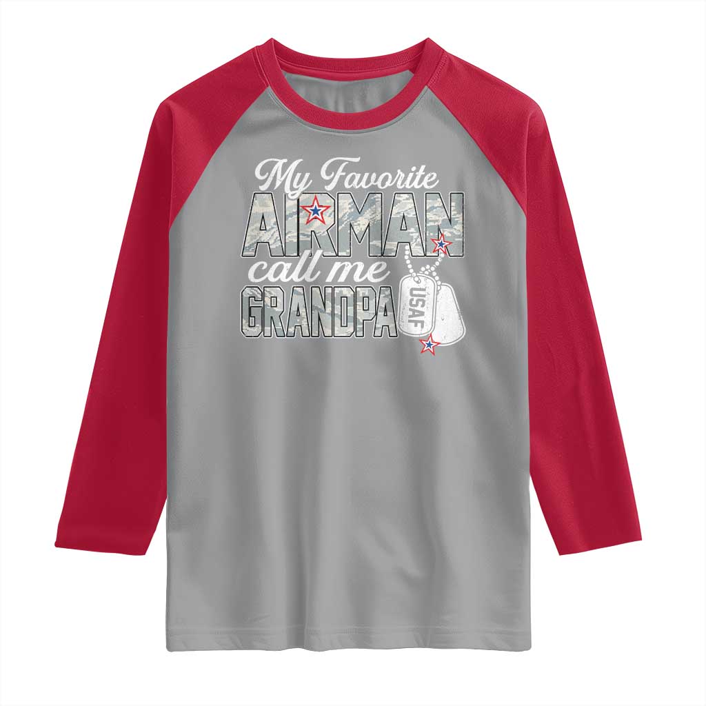 Proud Air Force Family Raglan Shirt My Favorite Airman Calls Me Grandpa - Wonder Print Shop