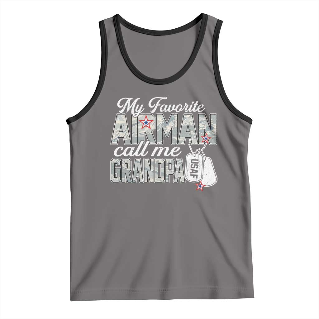Proud Air Force Family Tank Top My Favorite Airman Calls Me Grandpa - Wonder Print Shop