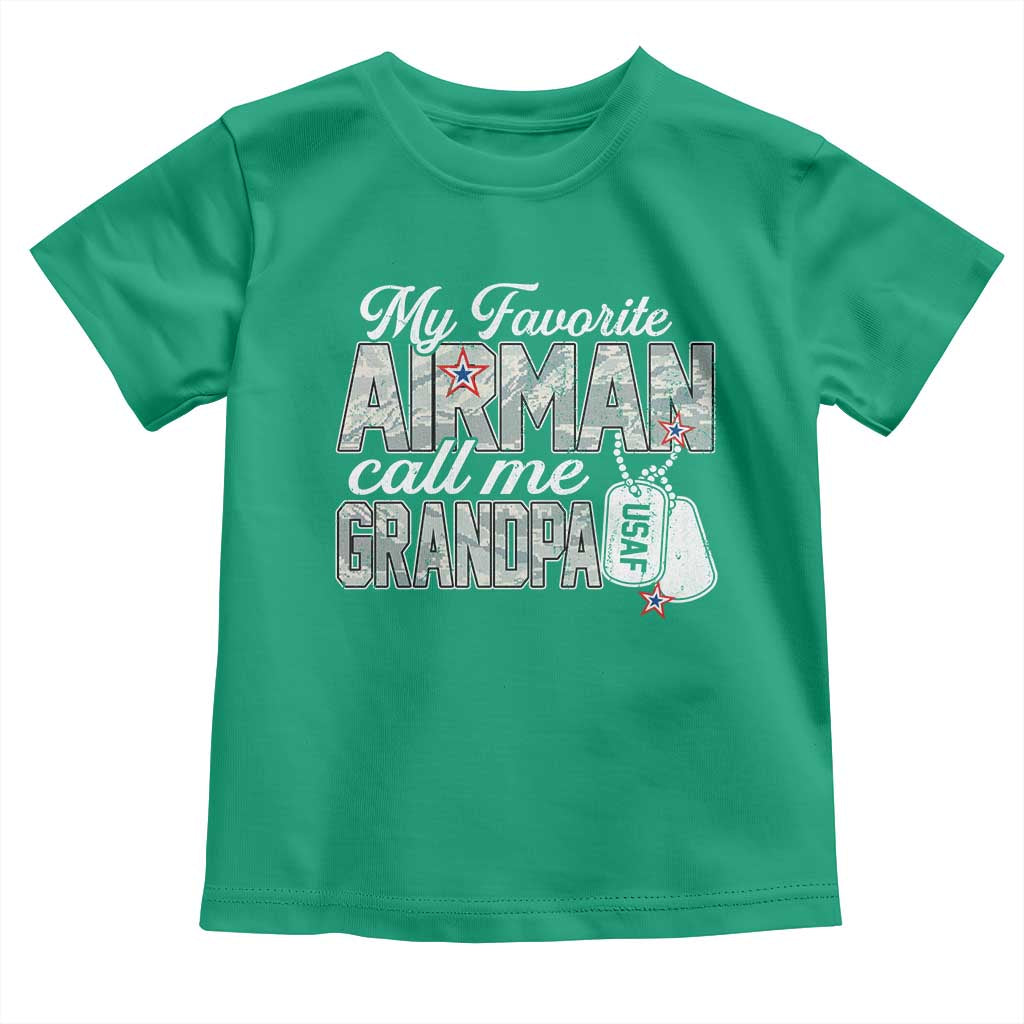 Proud Air Force Family Toddler T Shirt My Favorite Airman Calls Me Grandpa - Wonder Print Shop
