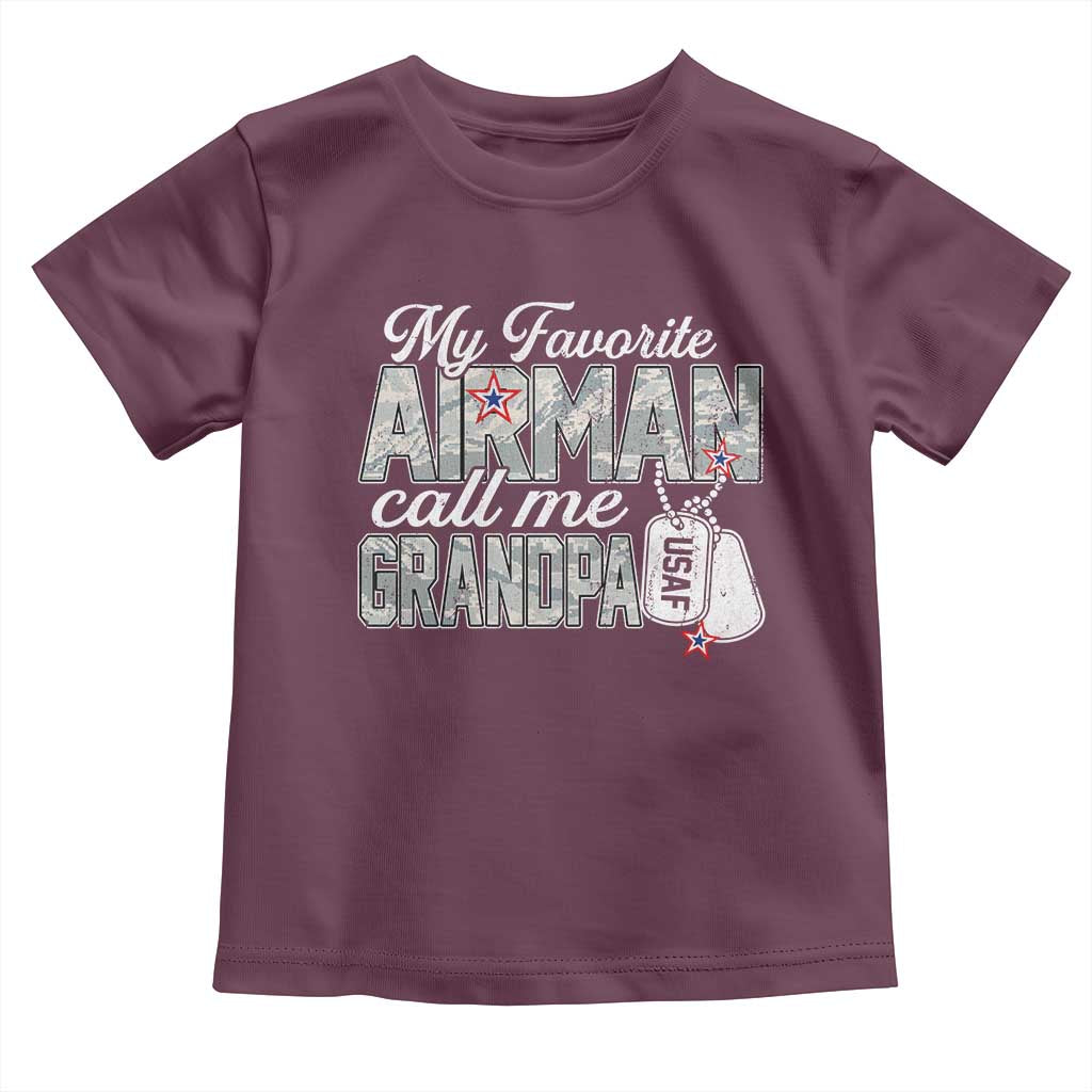 Proud Air Force Family Toddler T Shirt My Favorite Airman Calls Me Grandpa - Wonder Print Shop