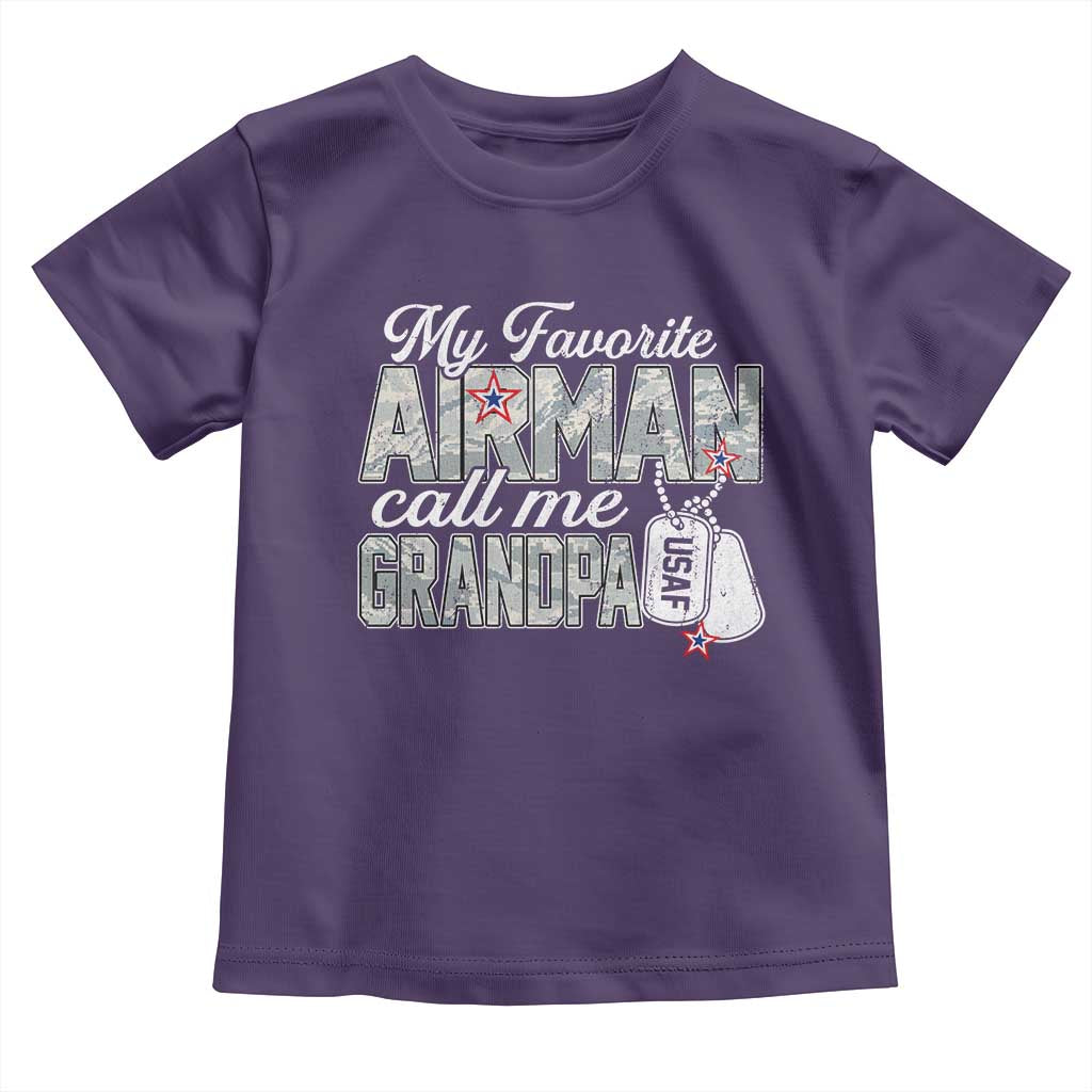 Proud Air Force Family Toddler T Shirt My Favorite Airman Calls Me Grandpa - Wonder Print Shop