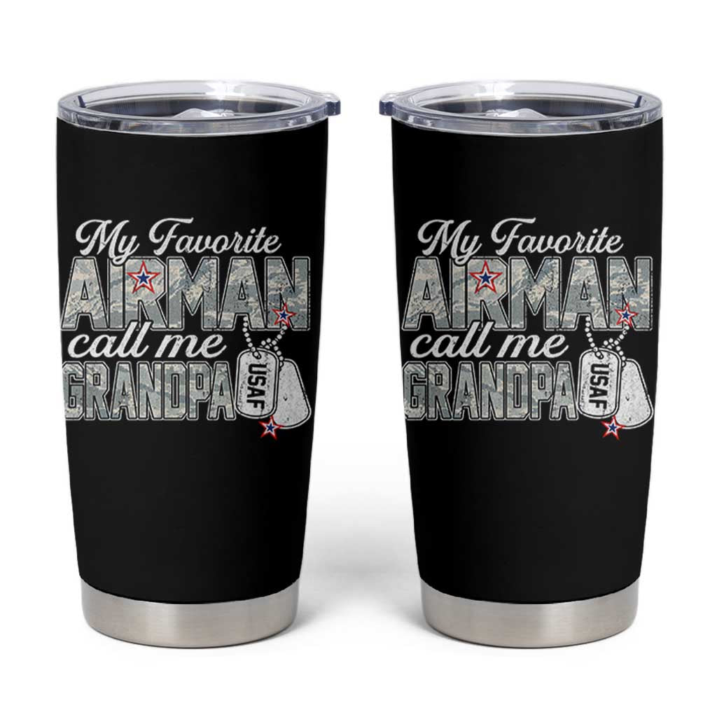 Proud Air Force Family Tumbler Cup My Favorite Airman Calls Me Grandpa - Wonder Print Shop