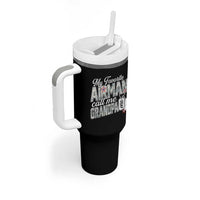Proud Air Force Family Tumbler With Handle My Favorite Airman Calls Me Grandpa - Wonder Print Shop
