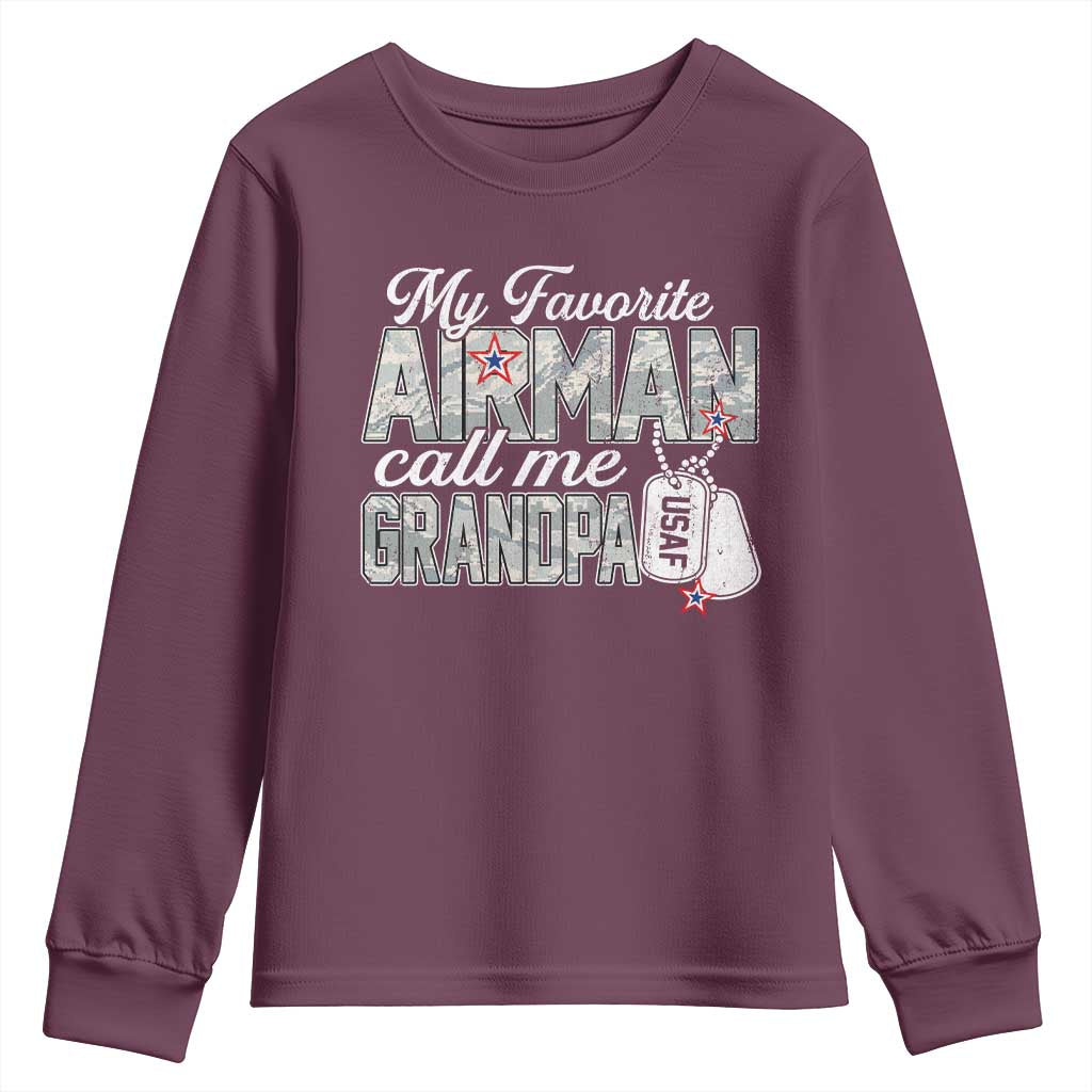Proud Air Force Family Youth Sweatshirt My Favorite Airman Calls Me Grandpa - Wonder Print Shop