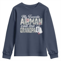 Proud Air Force Family Youth Sweatshirt My Favorite Airman Calls Me Grandpa - Wonder Print Shop