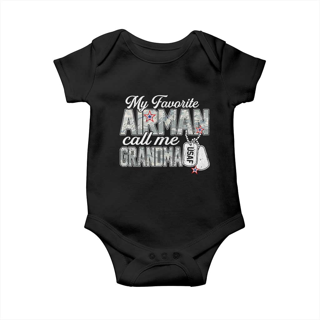 Proud Air Force Family Baby Onesie My Favorite Airman Calls Me Grandma - Wonder Print Shop