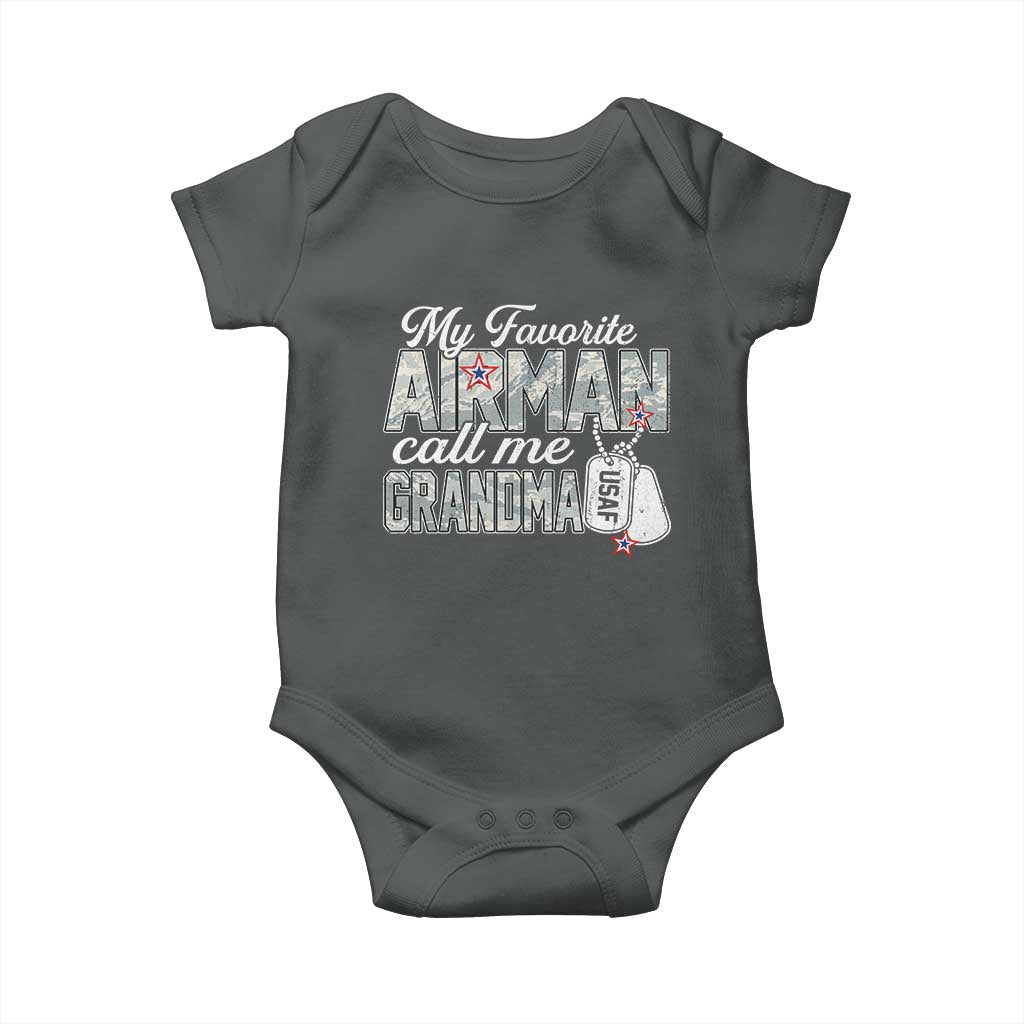 Proud Air Force Family Baby Onesie My Favorite Airman Calls Me Grandma - Wonder Print Shop