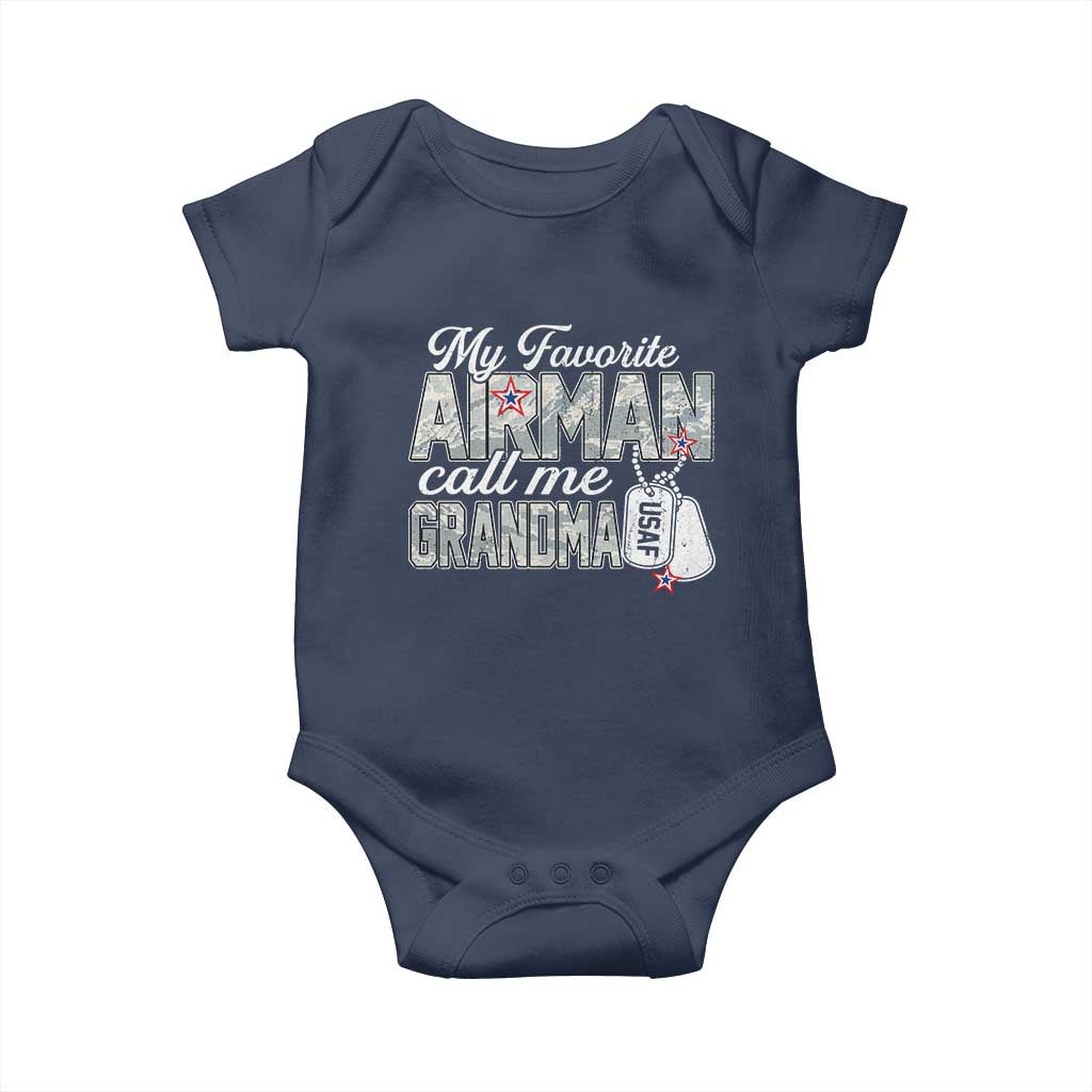 Proud Air Force Family Baby Onesie My Favorite Airman Calls Me Grandma - Wonder Print Shop