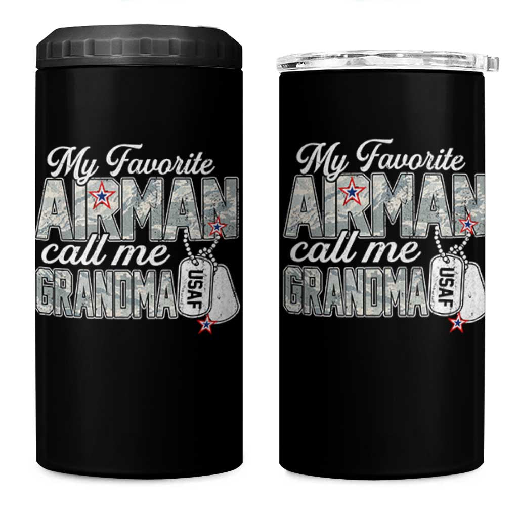 Proud Air Force Family 4 in 1 Can Cooler Tumbler My Favorite Airman Calls Me Grandma - Wonder Print Shop