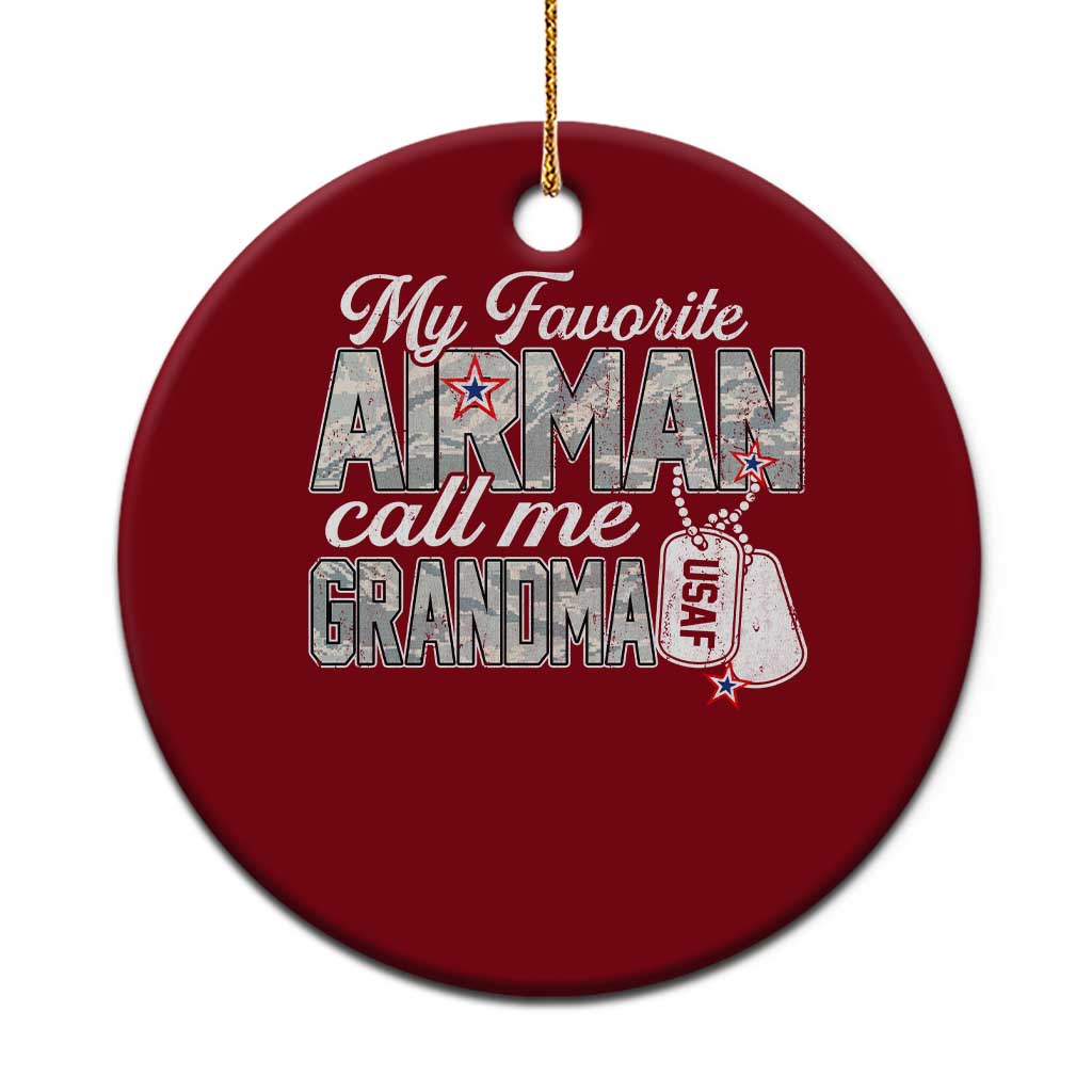 Proud Air Force Family Ceramic Ornament My Favorite Airman Calls Me Grandma - Wonder Print Shop