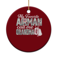 Proud Air Force Family Ceramic Ornament My Favorite Airman Calls Me Grandma - Wonder Print Shop